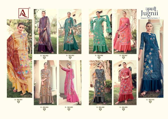 Alok Jugnii 2 Fancy Designer regular casual wear Pure Jam Digital Print With Swarovski Diamond Work Heavy Dress Material Collection
